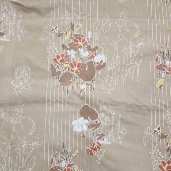 Oleg Cassini Vintage King Size Flat Sheet Brown Retro Flowers Hippie Boho - Picture 6 of 8